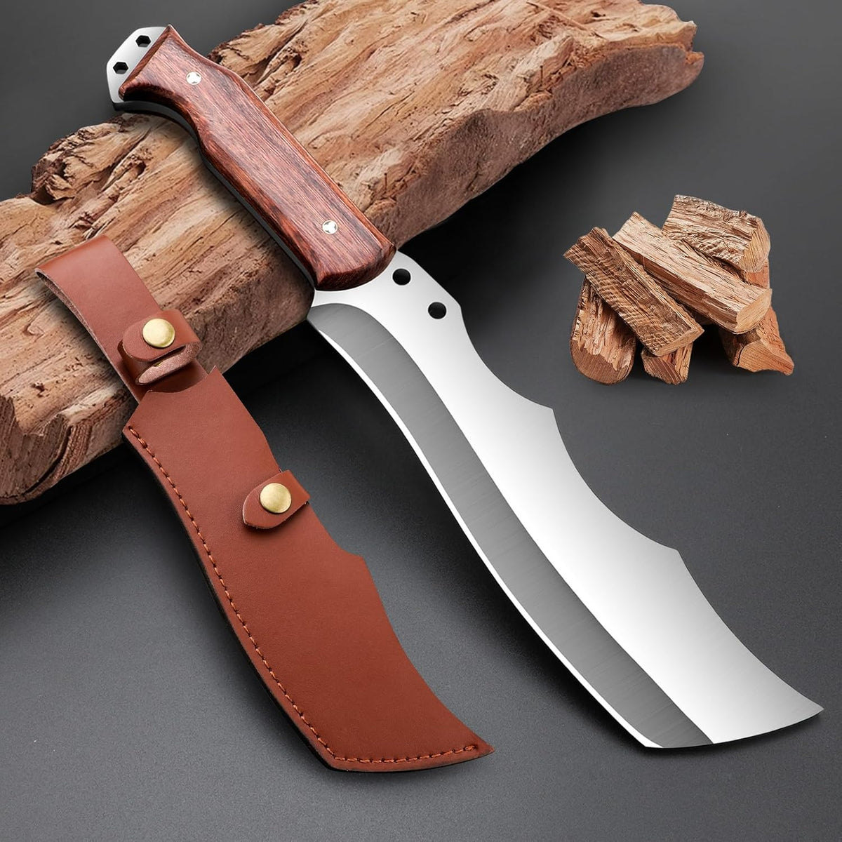 Outdoor Short Machete with Sheath for Cutting Trees, for Yard Work and for urvival Machete Ideal