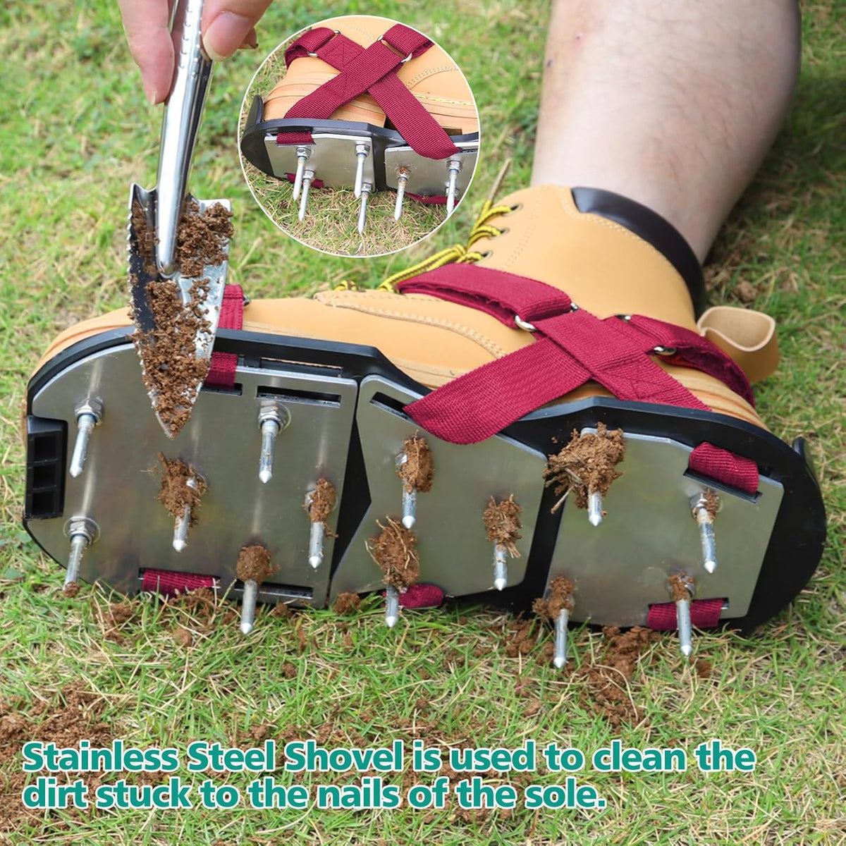 Lawn Aerator Shoes for Grass - Pre-Assembled Grass Aerator Shoes for Lawn - Soil Yard Aerator Tool