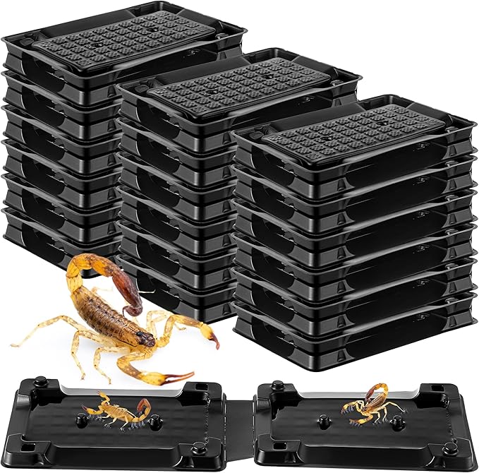 Qualirey 18 Pack Scorpion Glue Tray Traps, Adhesive Scorpion Killer Indoor, Pet and Children Safe