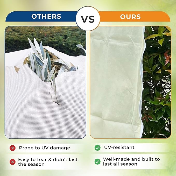 Plant Covers Freeze Protection Large, 78''W x 94’’H Shrub Covers with Zipper and Drawstring, Frost