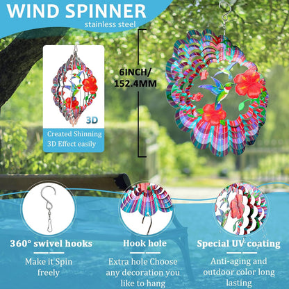 Hummingbird Wind Spinners Outdoor,6in Mandala Wind Spinner Hummingbird Gift for Women Men,Wind