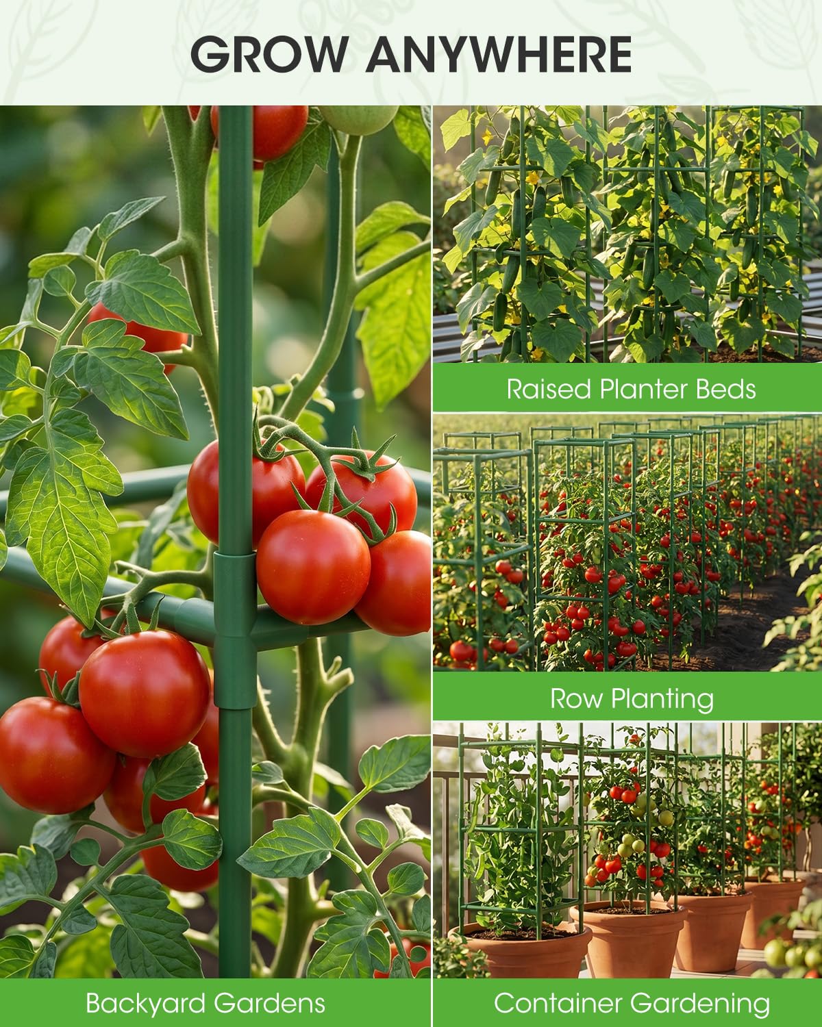 MQHUAYU 3 Pack Tomato Cages,Square Tomato Plant Stakes Support Cages Trellis for Garden Climbing
