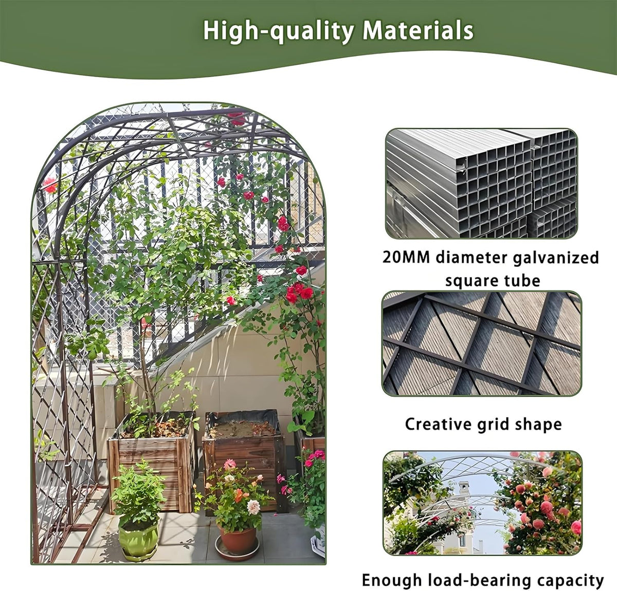 Heavy Duty Garden Arch Trellis, Wide Outdoor Metal Arbor Trellis Arch for Climbing Plants, Sturdy