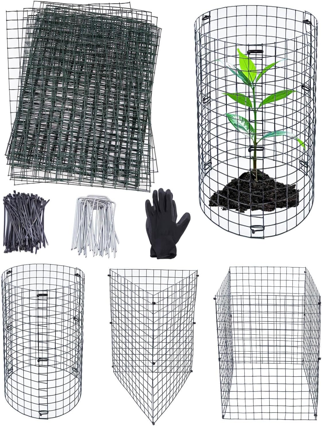 24Pcs Plant Protectors from Animals - Plant Cages for Outdoor Plants 11.8"x15.8" Metal Mesh Garden