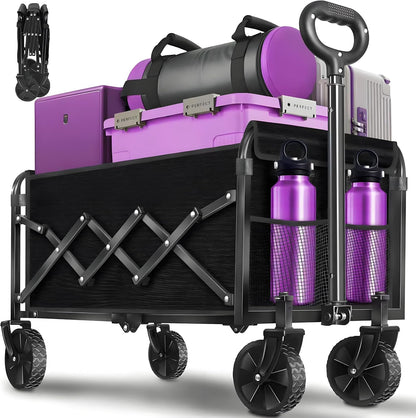 Wagons Carts Foldable,360 LBS Large Capacity Foldable Wagon Cart Collapsible Wagon with Wheels &