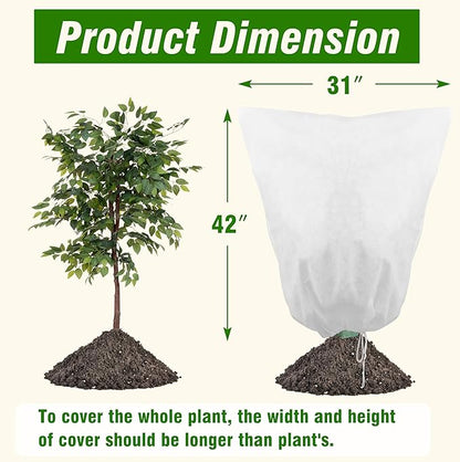 Gardzen 5-Pack Plant Cover Drawstring Tree Cover, Winter Freeze Plant Protection, Tree Jacket Frost