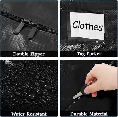 4 Pcs 24 Gallon Large Moving Bags with Zipper and Handles Foldable Storage Duffle Bags Heavy Duty