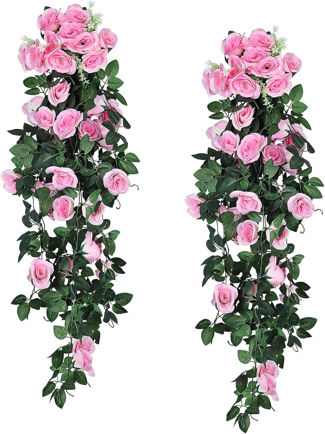 RECUTMS Fake Hanging Flower, 2PCS Artificial Rose Vine Plants Flowers Wedding Home Decoration and