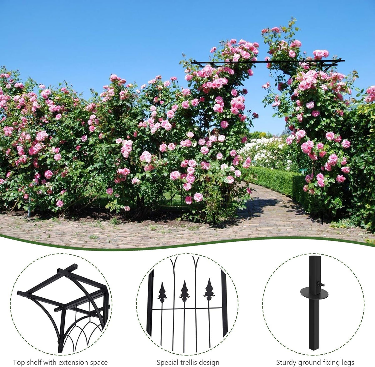 Safstar Metal Arch, 81-Inch Outdoor Garden Arbor for Various Climbing Plant Flower, Wedding Arch