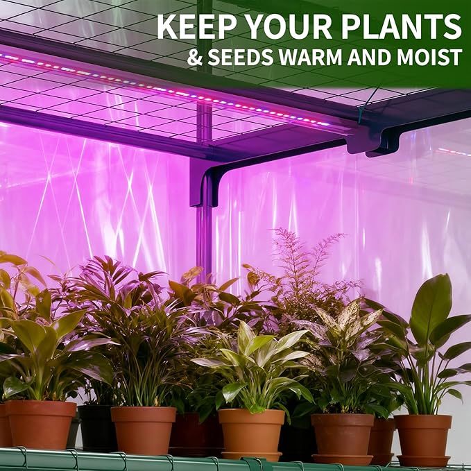 Indoor Greenhouse with Grow Light, 4-Tier 27.6"x19"x63" Mini Greenhouse with Roll-Up Zippered PVC