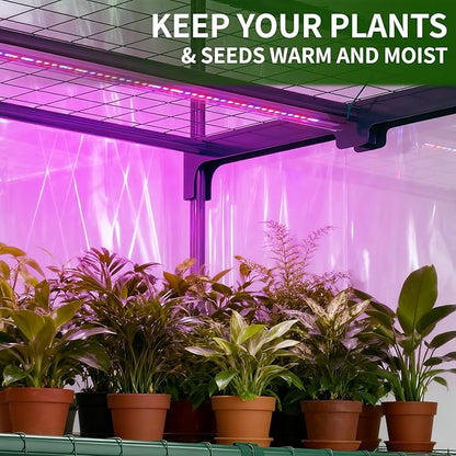 Indoor Greenhouse with Grow Light, 4-Tier 27.6"x19"x63" Mini Greenhouse with Roll-Up Zippered PVC