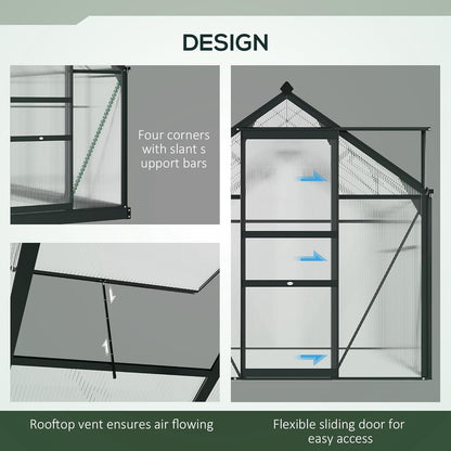 Outsunny 6' x 10' Greenhouse for Outdoors, Polycarbonate Greenhouse with Rain Gutter and Roof Vent