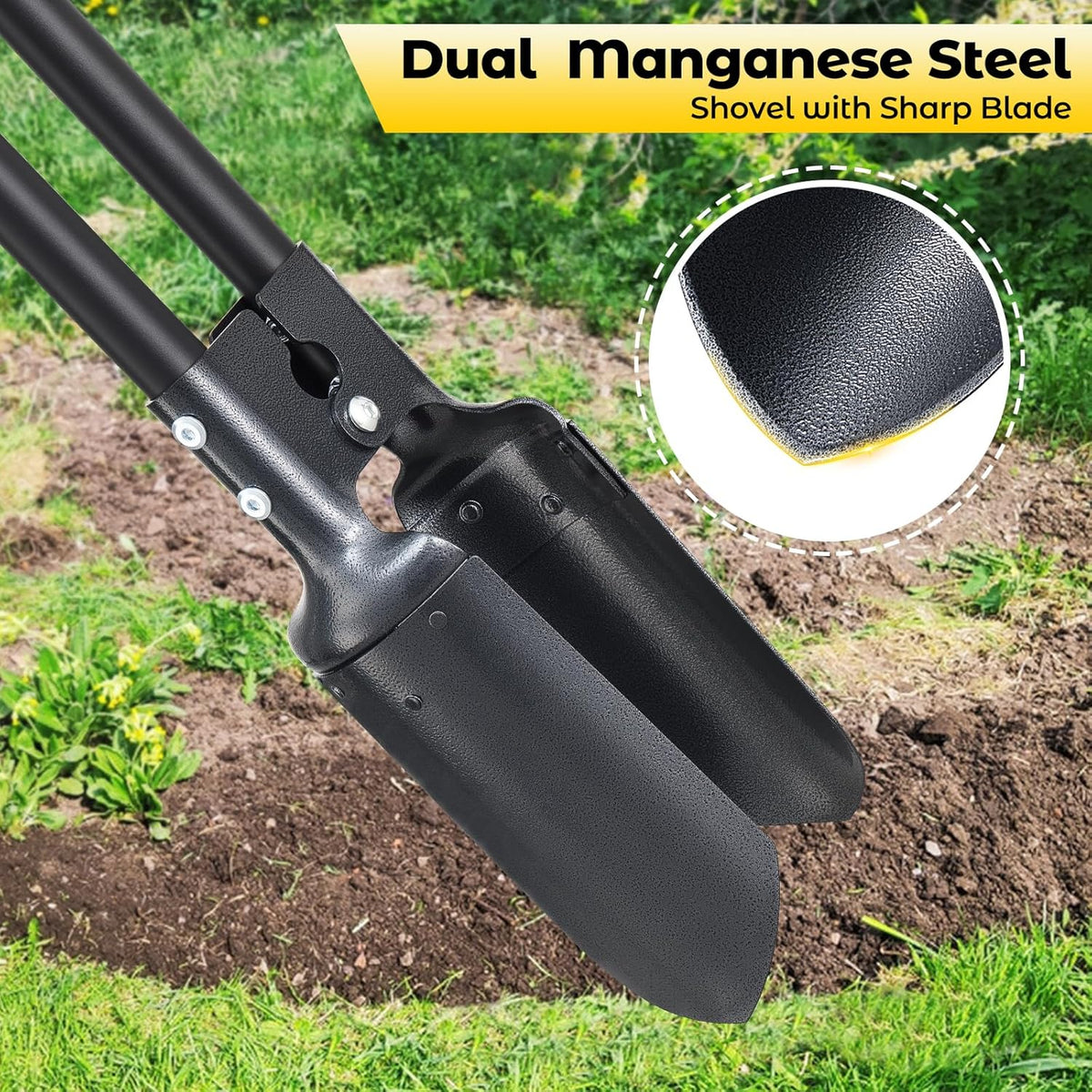 Post Hole Digger Tool, Heavy Duty Post Hole Digger with 55 Inch Handle, Dual Sharp Blades for Soil