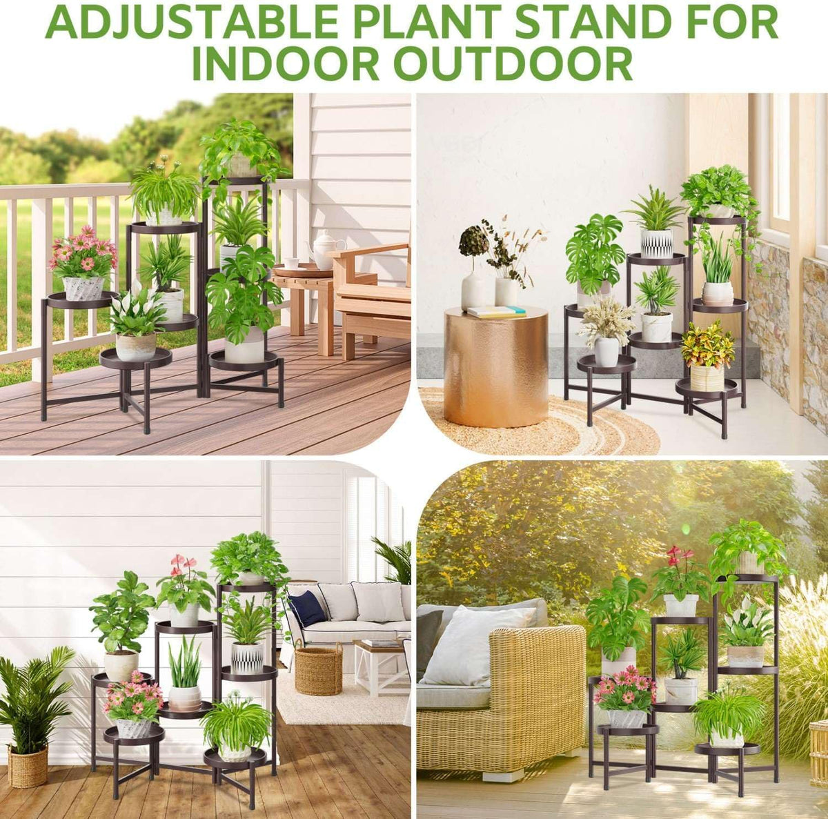 iDavosic.ly 7 Tier Large Plant Stand Indoor, 10 Inch Wide Tall Corner Metal Plant Stands Outdoor