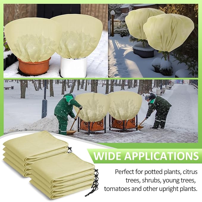 12 Pcs Winter Plant Covers Freeze Protection 39.4x23.6 Inch Horizontal Shrub Tree Rose Plant