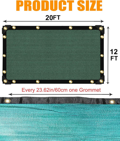e.share 70% Shade Cloth for Garden, 12 Ft X 20 Ft Sun Shades Outdoor Patio with Grommets for Plant