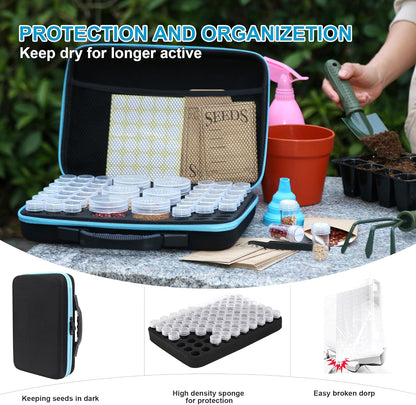 48 Slots Seed Storage Organizer Box, Garden Vegetable Plant Flower Seeds Saving kit with Write