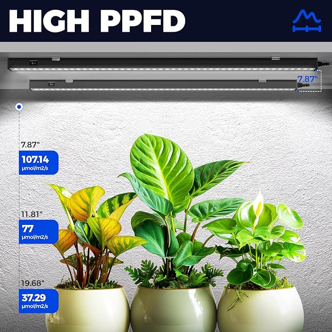Barrina T5 Grow Lights for Indoor Plants, 2FT 5000K Full Spectrum LED Grow Light with Black Cover