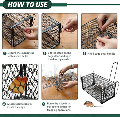 Qualirey 6 Pcs Humane Rat Trap Small Chipmunk Mouse Squirrel Cage Rodent Animal Voles Hamsters Cage