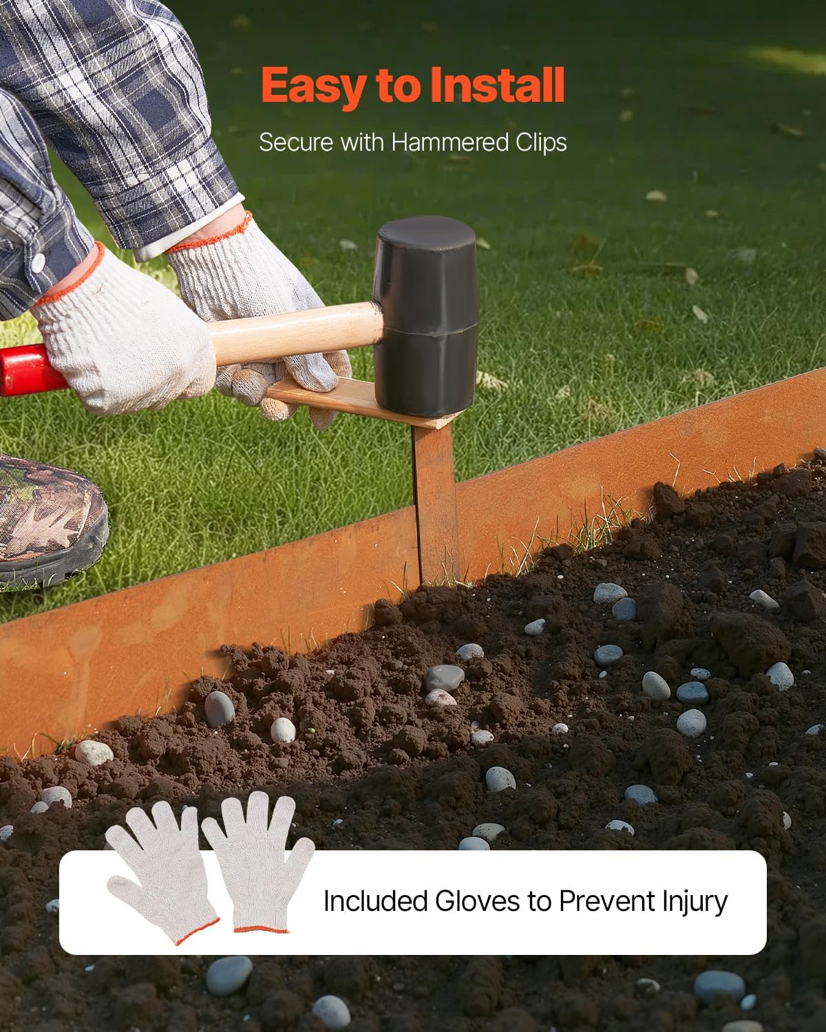 VEVOR Steel Landscape Edging, 6 Packs 40 x 8 in Weather-Resistant & Pre-Rust Metal Landscape