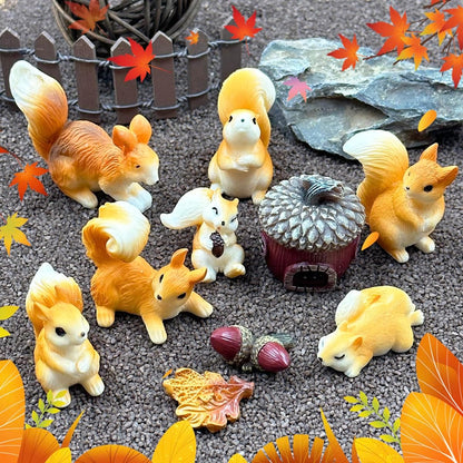 Miniature Squirrel Figurine, 21Pcs Mini Resin Squirrel Figures,Tiny Fall Forest Animals Figurines