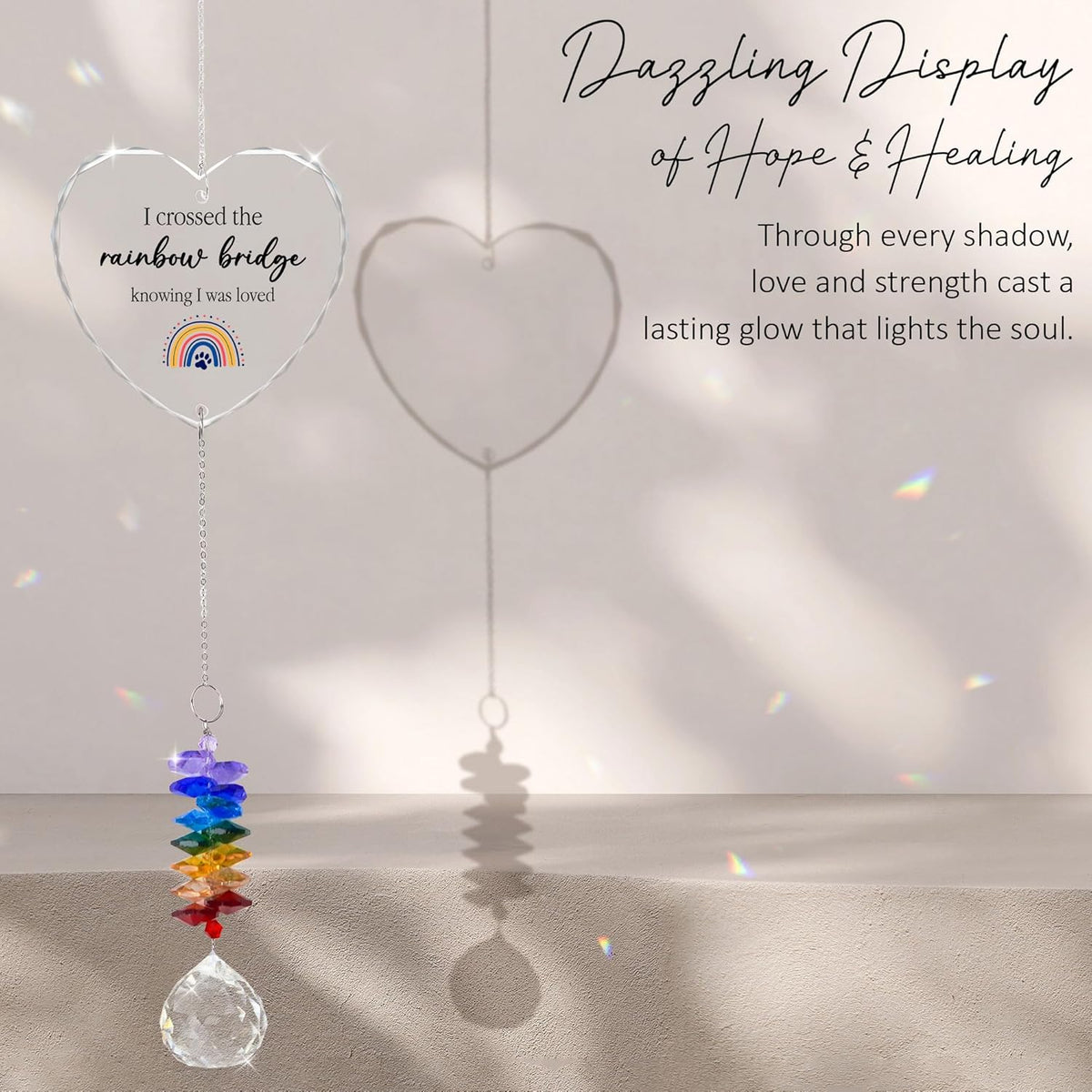 Pet Memorial Suncatcher Dog Cat Loss Sympathy Gift - Rainbow Crystal Prism - Bereavement Keepsake