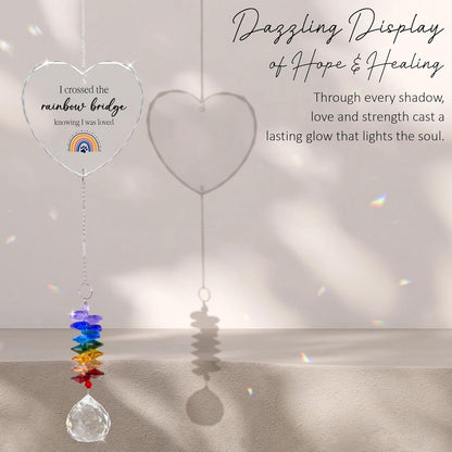 Pet Memorial Suncatcher Dog Cat Loss Sympathy Gift - Rainbow Crystal Prism - Bereavement Keepsake