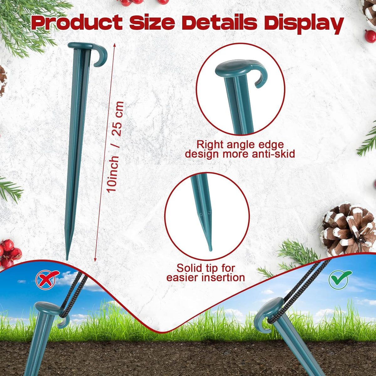 Vicenpal 100 Pcs 7 Inch Plastic Yard Stakes Inflatables Heavy Duty Plastic Garden Stakes for Tent
