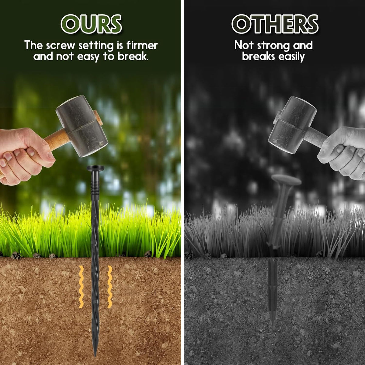 Landscape Edging Stakes, 200 Pcs 8" Plastic Garden Spikes, Spiral Nylon Anchoring Spikes for Paver