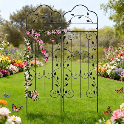 hogardeck Metal 60 * 18in Garden Trellis 2-Packs for Climbing Plants Flowers Vegetables Planting