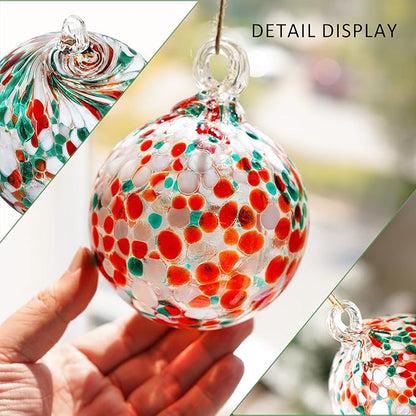4" Blown Glass Gazing Ball Hanging Friendship Balls for Garden Patio Window Decoration Unique for