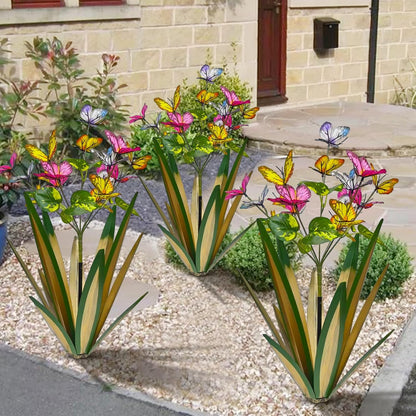 TOMBABY Garden Outdoor Butterfly Enlarge Thickened Wind Resistant Metal Agave Garden Art Metal
