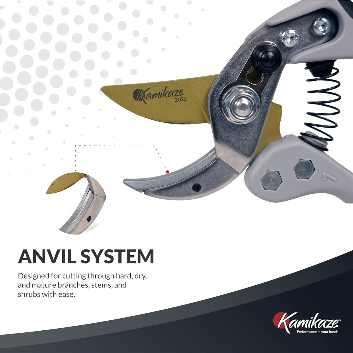KM1-M FORCE ANVIL SHEAR- ANVIL PRUNER, Pruning Shears. Garden Pruners, Plant Pruners, Pruning