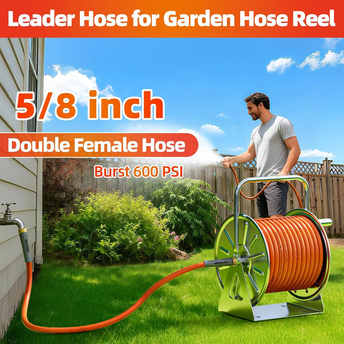 SPECILITE Garden Water Hose 3 ft x 5/8 in with Female to Female Connector, Small Leader Hose for