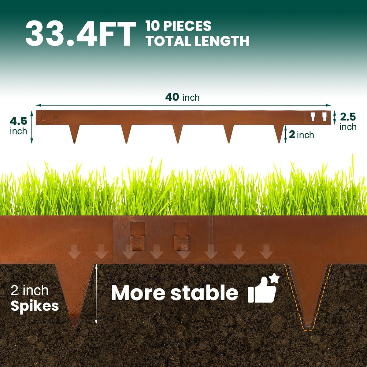 Corten Steel Landscape Edging 4.5 Inch Depth Steel Landscaping Edging 40 Inch Strips10 pcs Metal