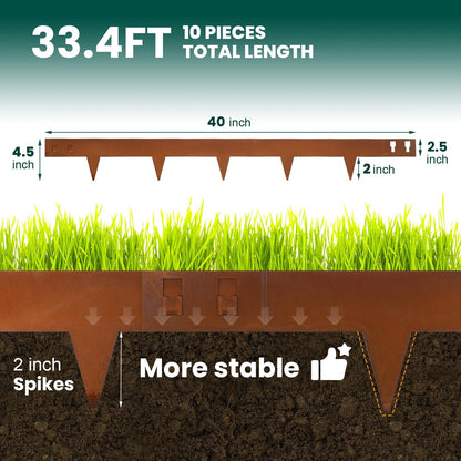 Corten Steel Landscape Edging 4.5 Inch Depth Steel Landscaping Edging 40 Inch Strips10 pcs Metal