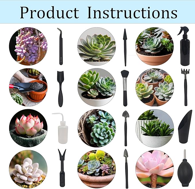 13Pcs Succulent Tools Set Mini Garden Tool Kit Transplanting Tools for Succulent Care Miniature
