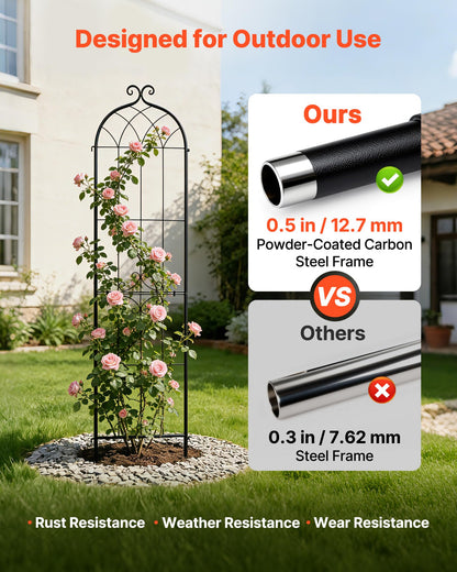 VEVOR 4 Packs Metal Garden Trellis for Climbing Plants Outdoor 87x21in, Rustproof Plant Tall