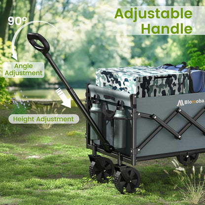 Collapsible Wagon with Wheels, 220 lbs Wagons Carts Foldable Wagon Cart with Flexible Handle