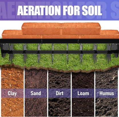Lawn Aerator Tow Behind, Heavy-Duty Core Aerator Tool for Lawns, 32" Manual Lawn Aerator with