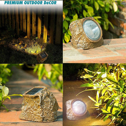 EiGreen Solar Garden Rock Lights Outdoor, 2 Pack 10 LED Waterproof Solar Powered Rock Light，