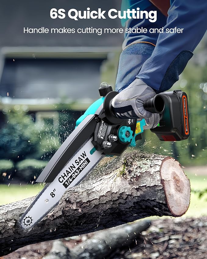Cordless Pole Saw&8 inch Mini Chainsaw,2-IN-1 Electric Tree Trimmer with 2PCS 2000mAh Rechargeable