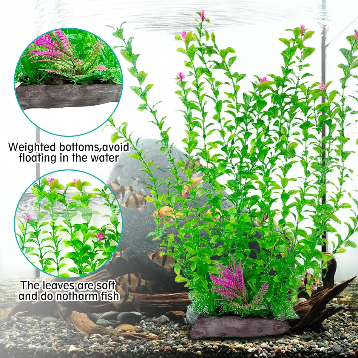 Hamiledyi Aquarium Plastic Plants Aquarium Decor Artificial Fish Tank Plants,Tall Fish Tank