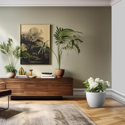 Kante 17.3 Inch Round Concrete Planter - Classic Large Indoor/Outdoor Plant Pot with Drainage Hole