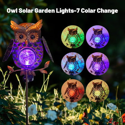 HONGLAND Solar Lights Outdoor Decor Waterproof, Solar Owl Garden Decorative Stake, Whimsical
