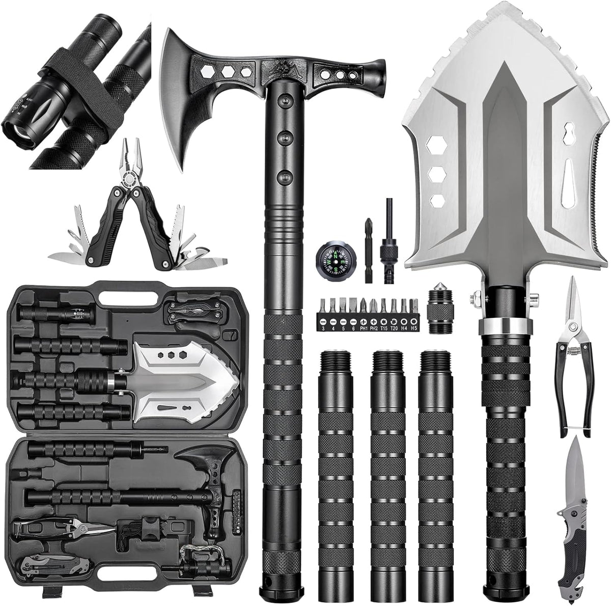 Camping Shovel Axe Outdoor Survival Shovel Set with High Carbon Steel Camping Gear for Men Outdoor