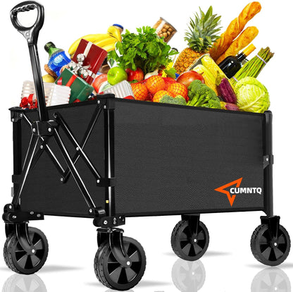 Collapsible Folding Wagon, 350lb Weight Capacity Collapsible Wagon with All-Terrain Wheels, Cup