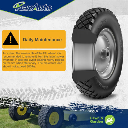 MaxAuto Wheelbarrow Tires 4.80 4.00-8 Flat-Free 4.80/4.00-8 Tire and Wheel w/Grease Fitting, 3"