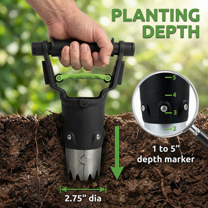 H HUGELEAF Garden Bulb Planter Tool 1-5 Inch Depth