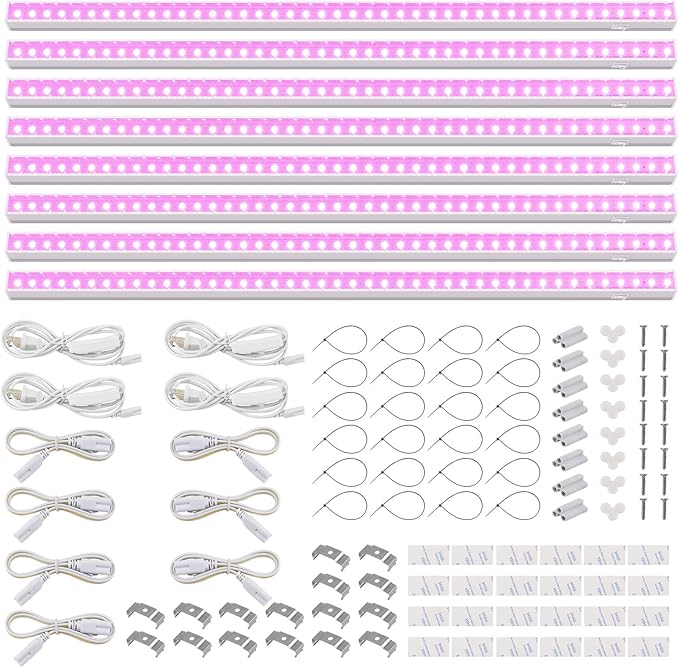 Barrina Grow Lights for Indoor Plants, Full Spectrum, 4ft 160W (8 x 20W), LED Grow Light Strip for